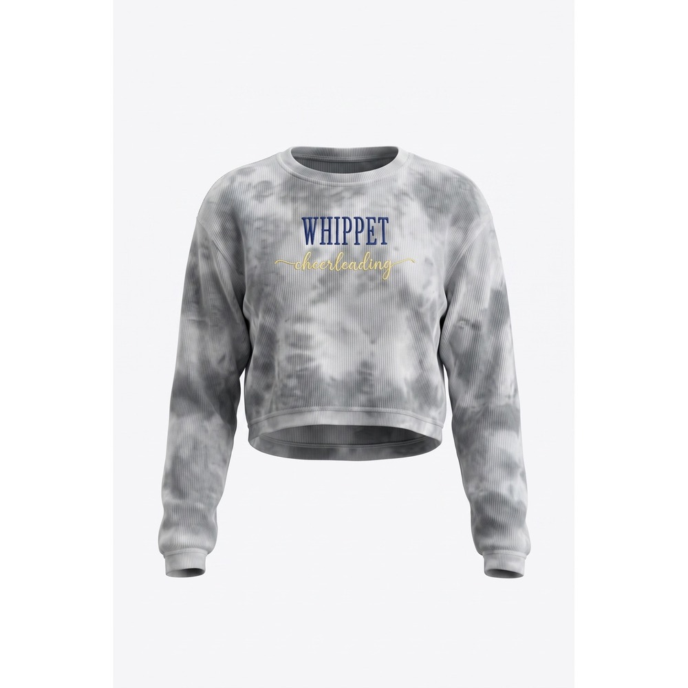 Varsity Spirit Whippet Cheerleading Cropped Ribbed Tie Dye Sweatshirt Grey L